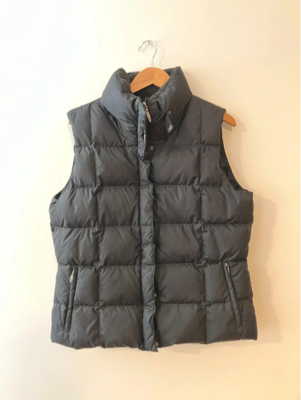 Eddie Bauer Womens XL Goose Down Vest Black 700 Fill Puffer Gilet Full Zip